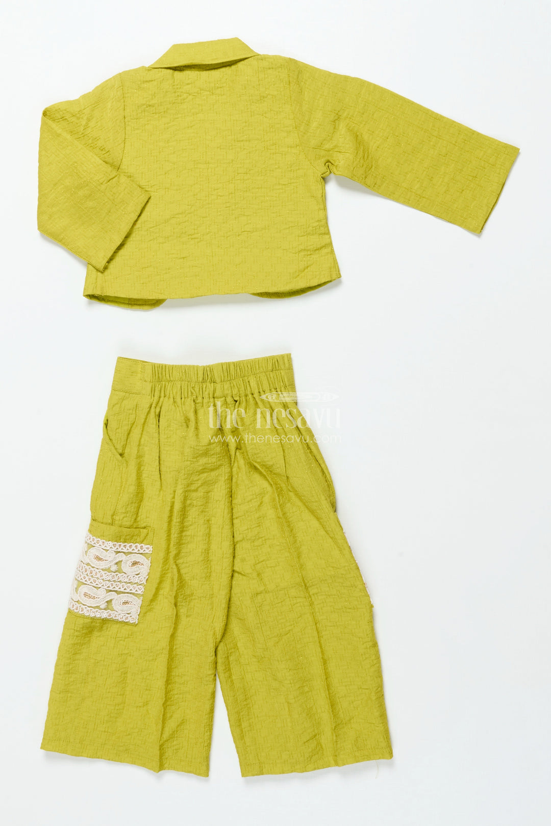 Girls Festive Co-Ord Set with Thread Embroidery for Cultural Occasions