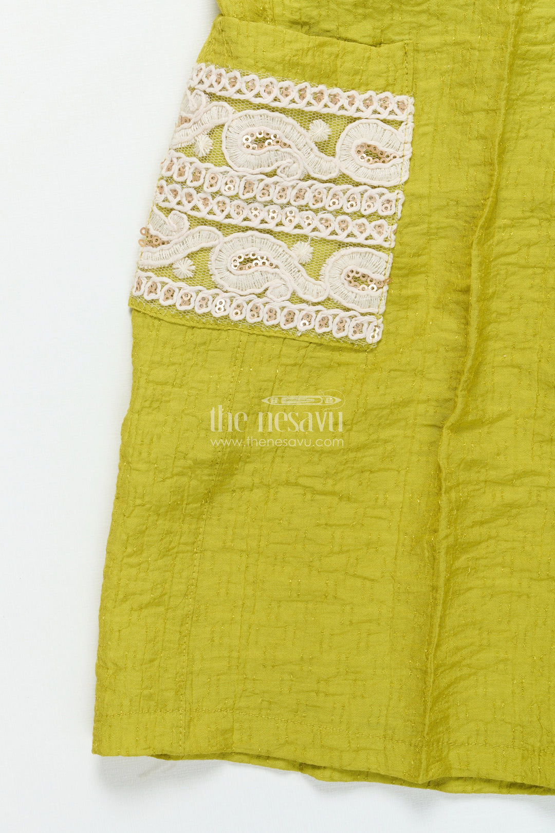 Girls Festive Co-Ord Set with Thread Embroidery for Cultural Occasions