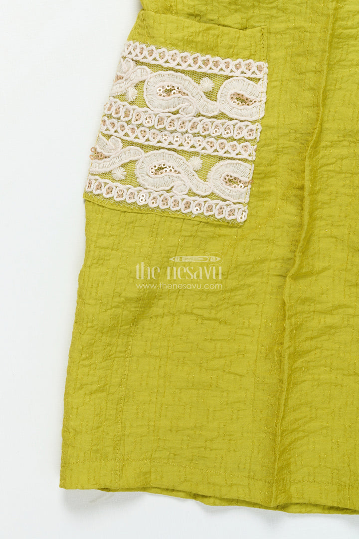Girls Festive Co-Ord Set with Thread Embroidery for Cultural Occasions