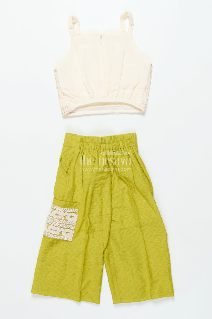 Girls Festive Co-Ord Set with Thread Embroidery for Cultural Occasions