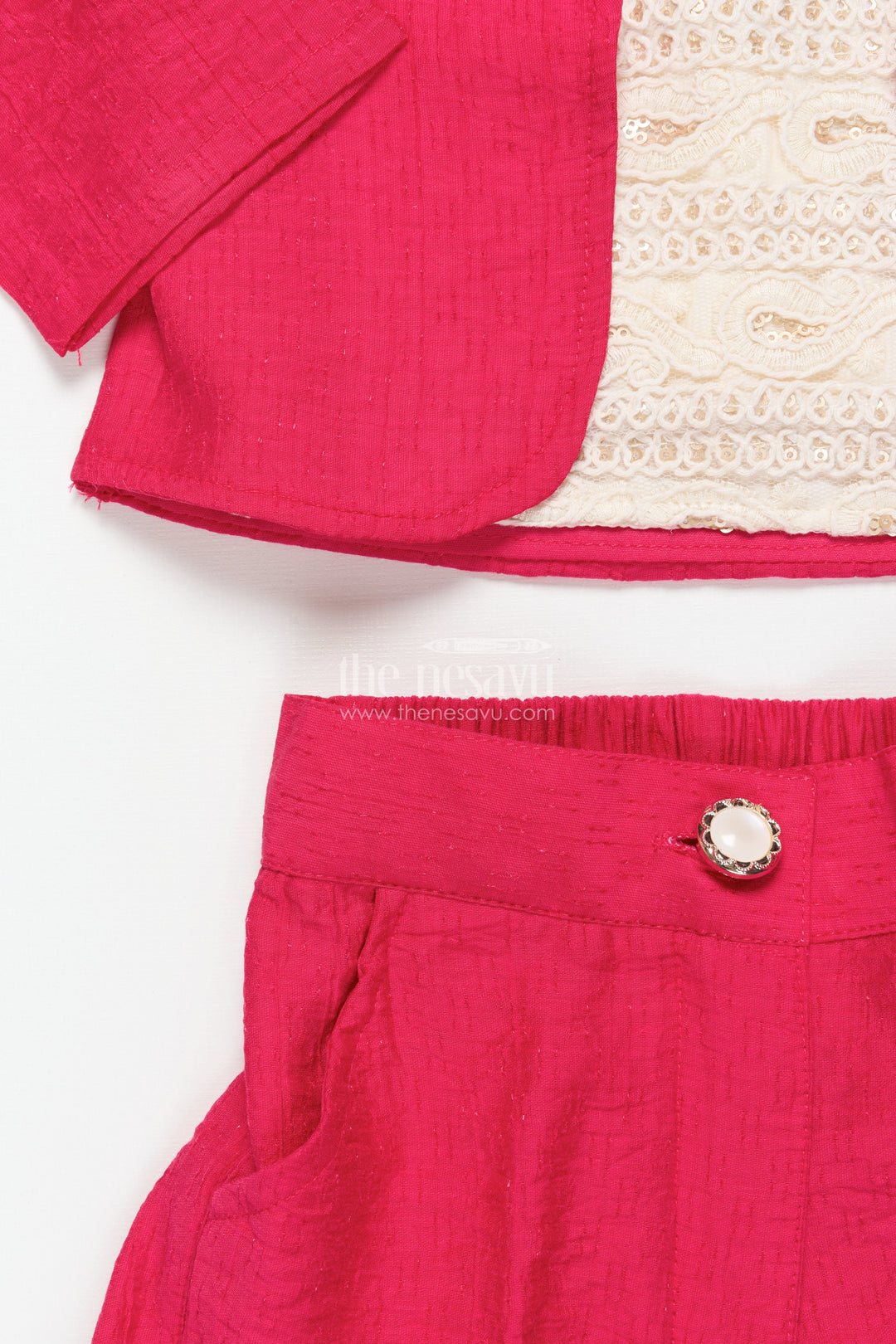 Toddler Girls Co-Ord Set with Thread Embroidery for Festive Occasions