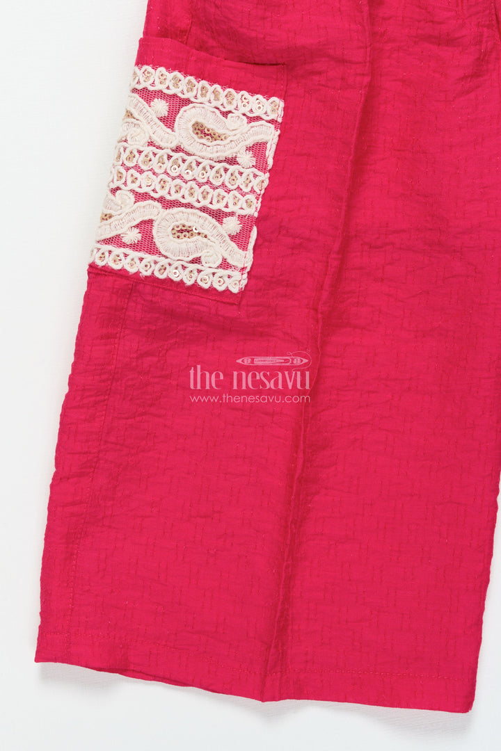 Toddler Girls Co-Ord Set with Thread Embroidery for Festive Occasions