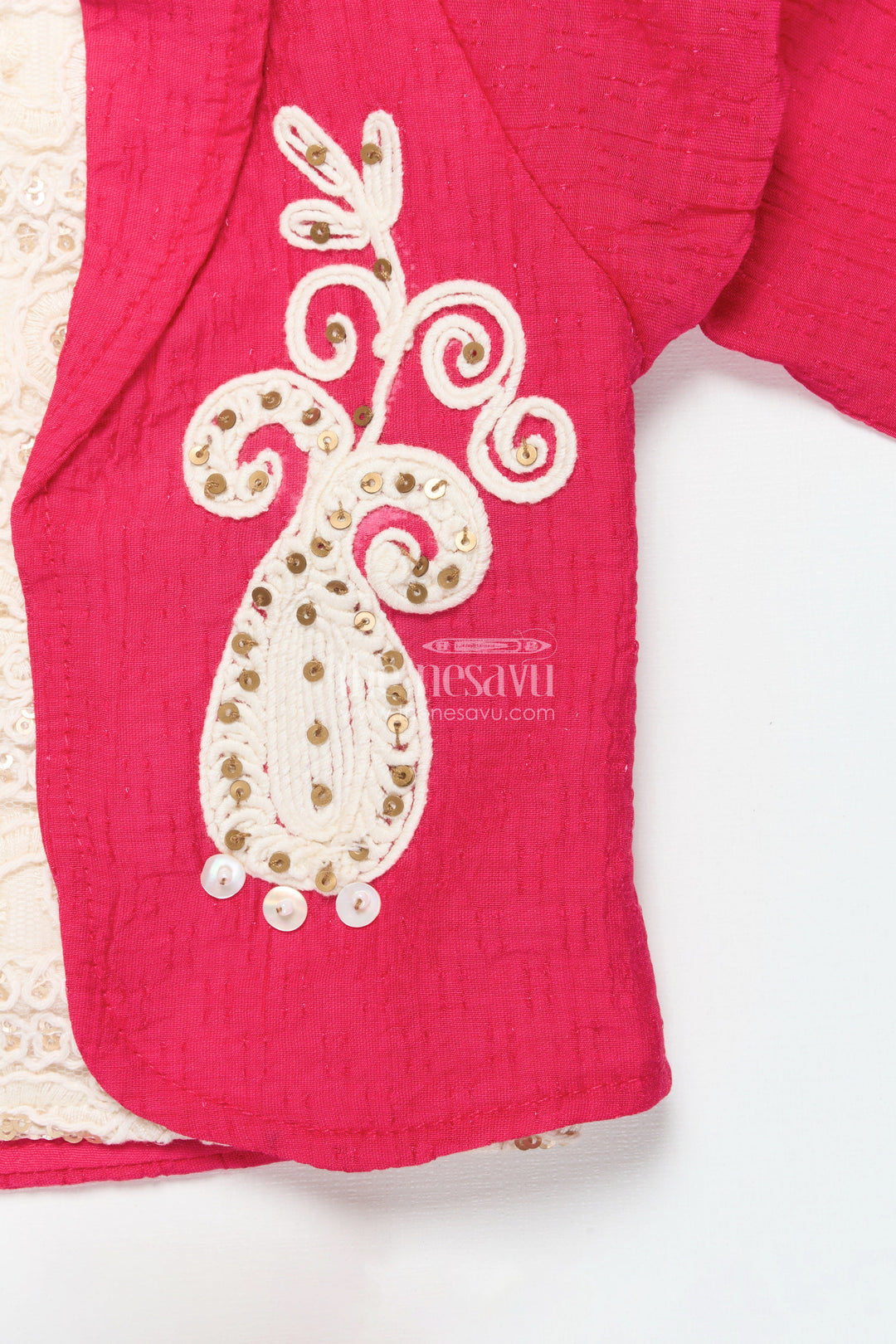 Toddler Girls Co-Ord Set with Thread Embroidery for Festive Occasions