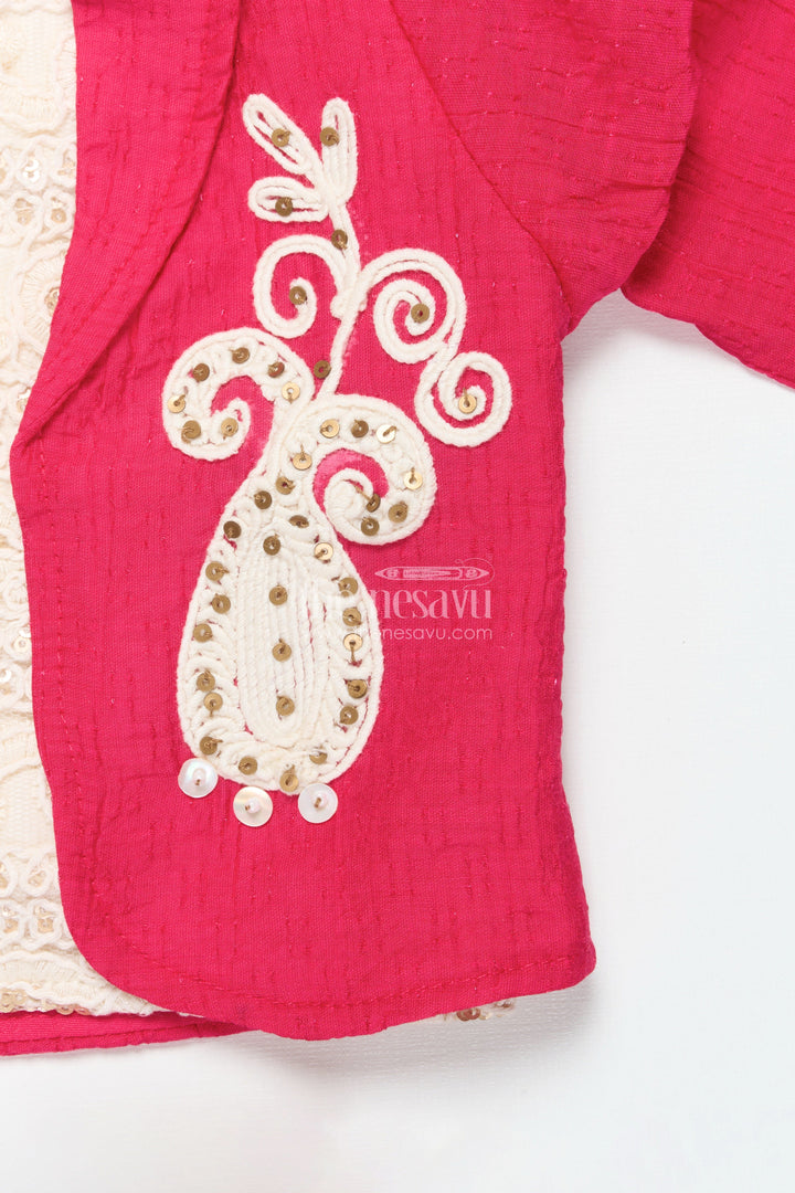 Toddler Girls Co-Ord Set with Thread Embroidery for Festive Occasions