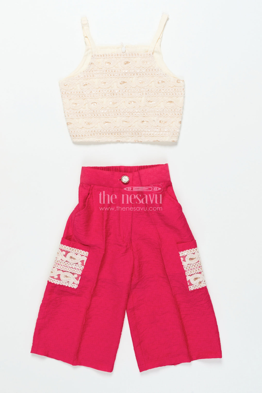Toddler Girls Co-Ord Set with Thread Embroidery for Festive Occasions