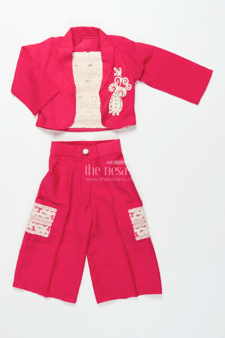 Toddler Girls Co-Ord Set with Thread Embroidery for Festive Occasions