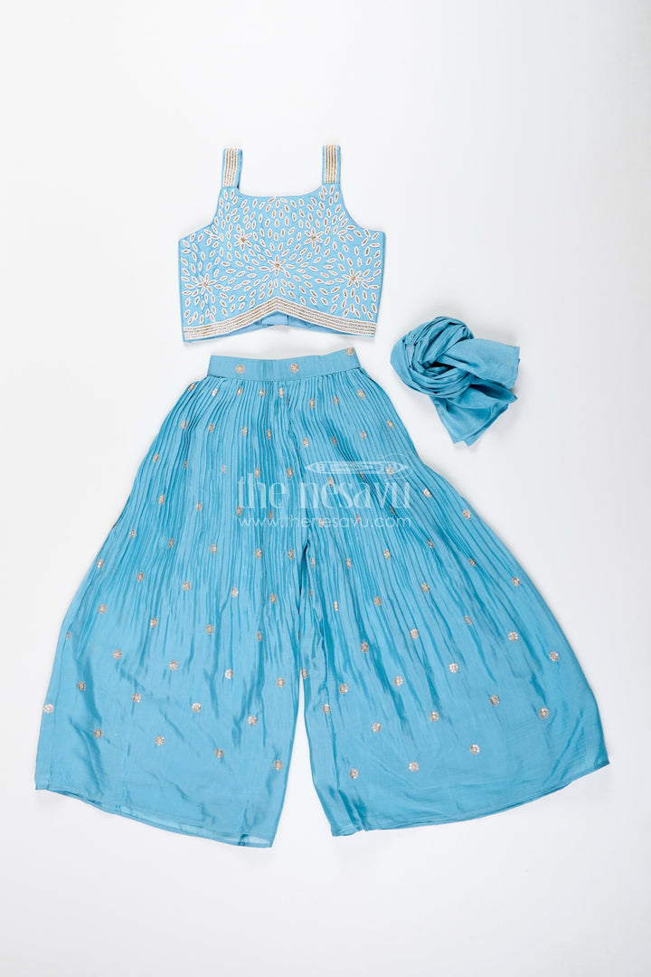 Girls sharara set with thread embroidery for weddings and mehendi events