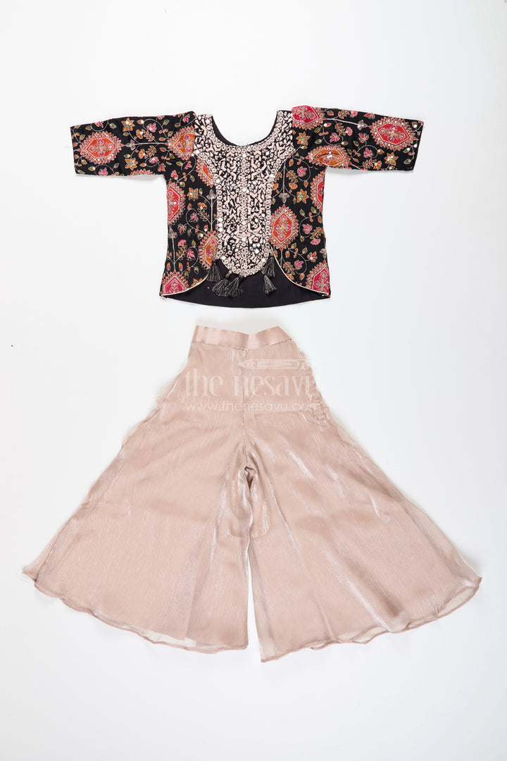 Traditional plazo set with mirror embroidery jacket for girls
