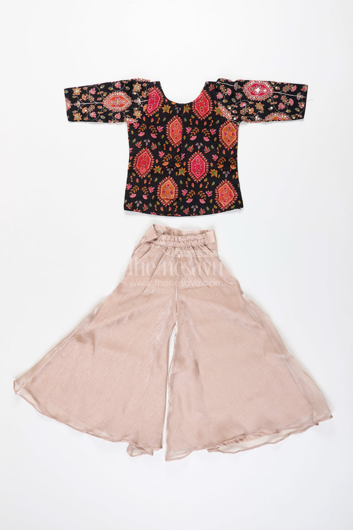 Traditional plazo set with mirror embroidery jacket for girls