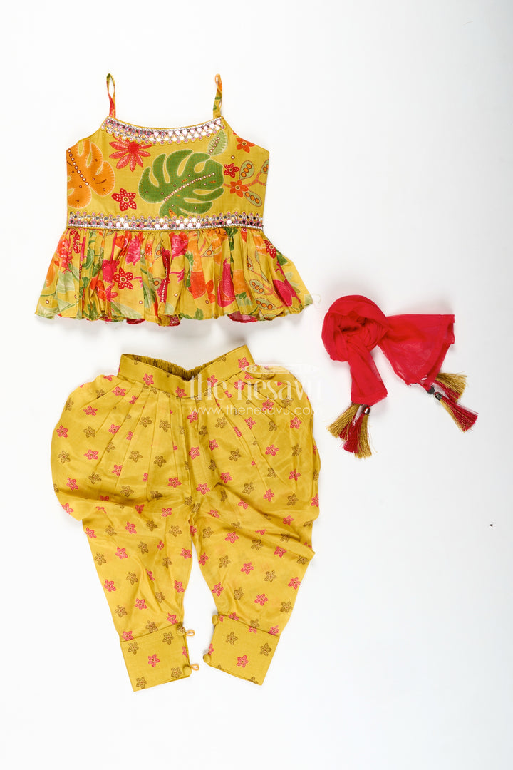 Girls Ethnic Suit With Dupatta Festive Kurti Set