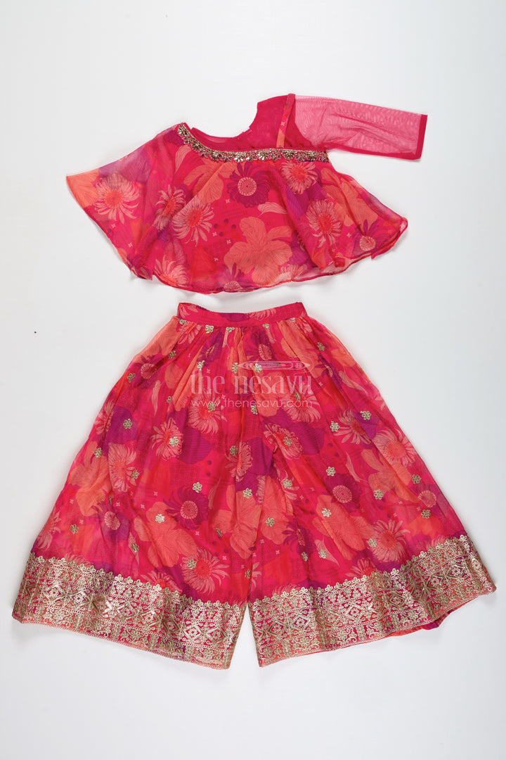 Ethnic Palazzo Pants Set For Girls Contemporary Style Printed Celebration Wear