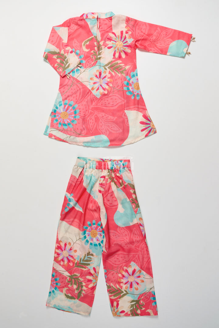 Girls Multicolor Cotton Plazo Set with Floral Digital Print for Casual Festive Days