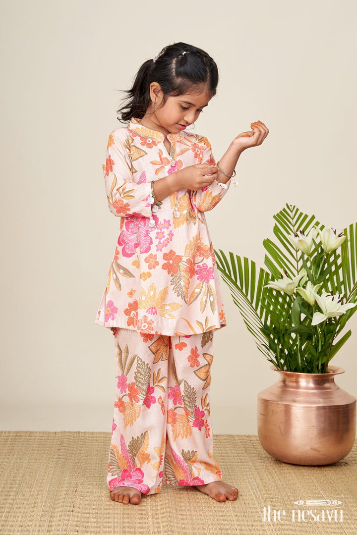 Girls printed sharara set in soft cotton for summer ethnic wear