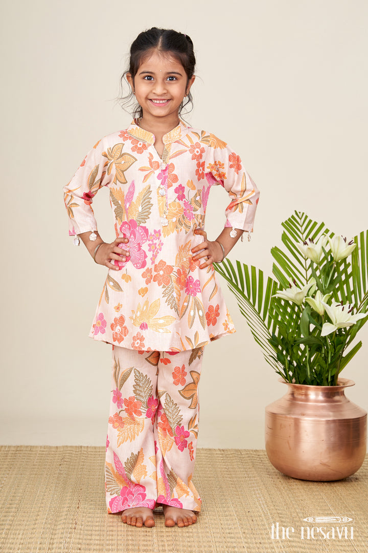Girls printed sharara set in soft cotton for summer ethnic wear