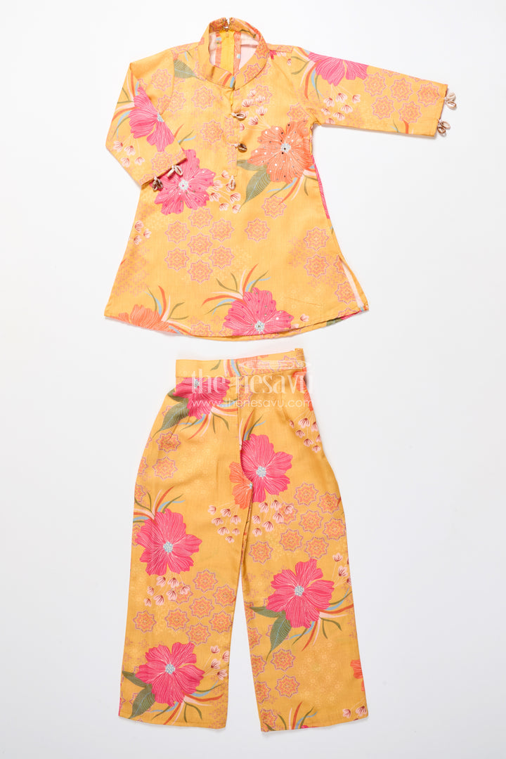 Floral cotton sharara set with cheerful digital print