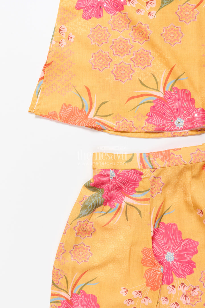 Floral cotton sharara set with cheerful digital print