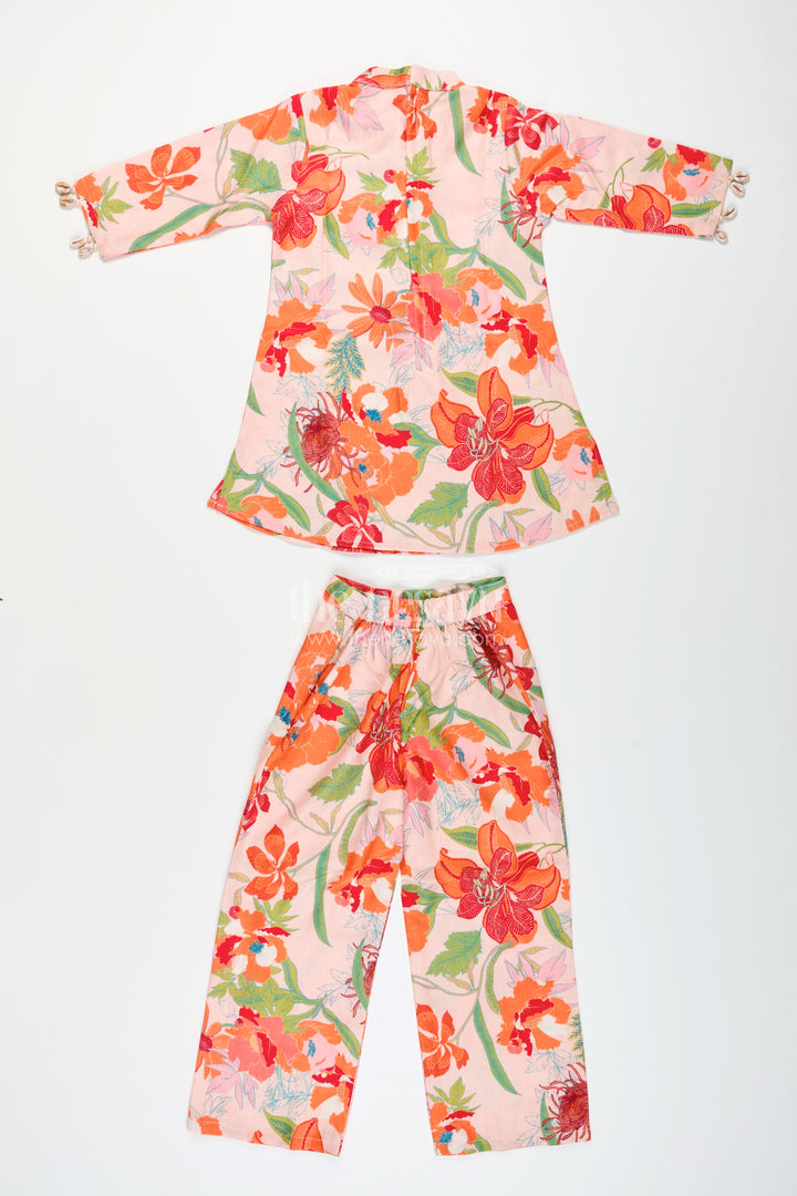 Girls ethnic sharara set with bright floral prints for festive comfort