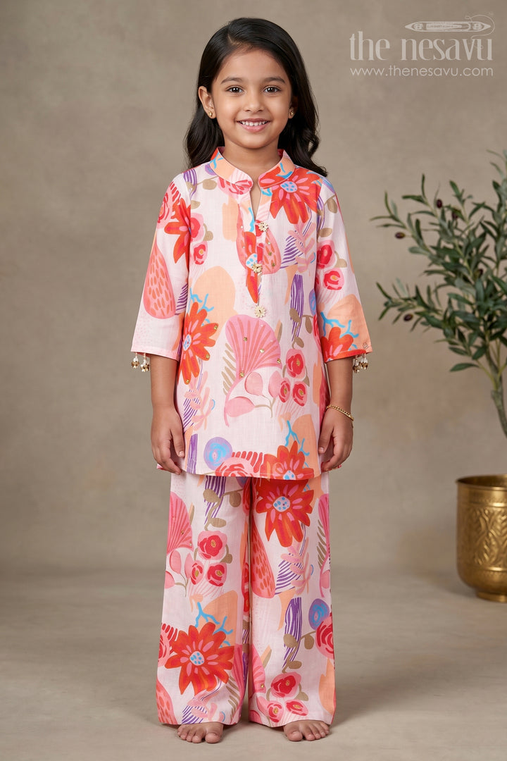 Girls Sharara Set in Cotton with Floral Digital Print for Festive Wear