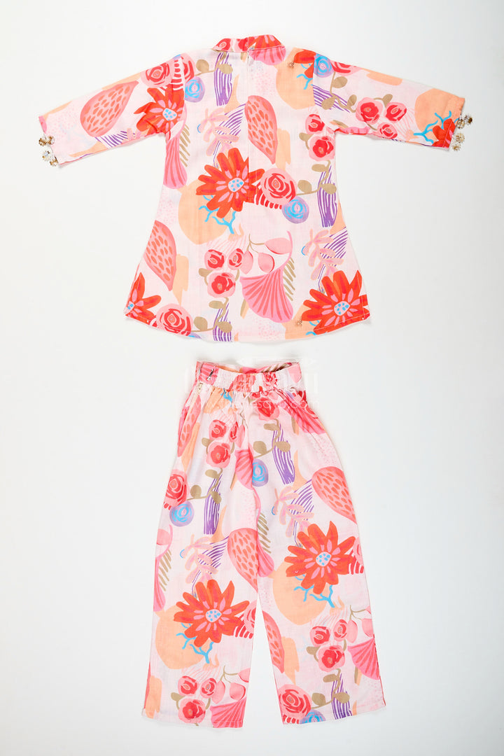 Girls sharara set in cotton with floral digital print for festive wear