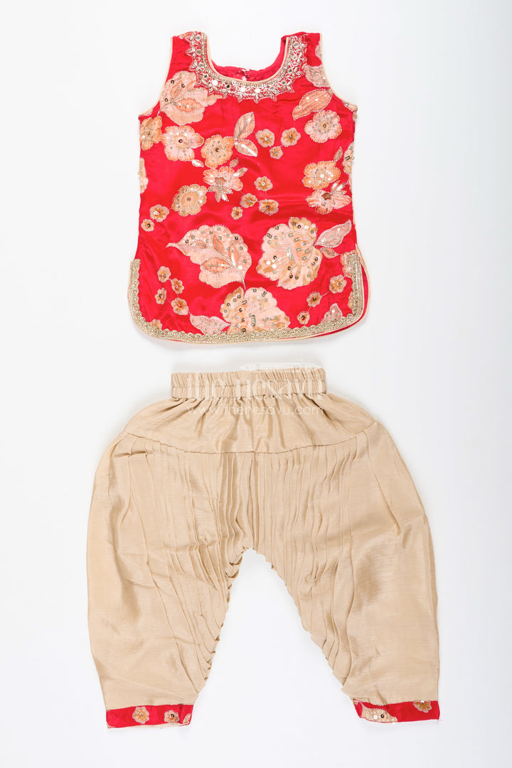 Designer dhoti set with embroidered kurta – ethnic wear for little girls