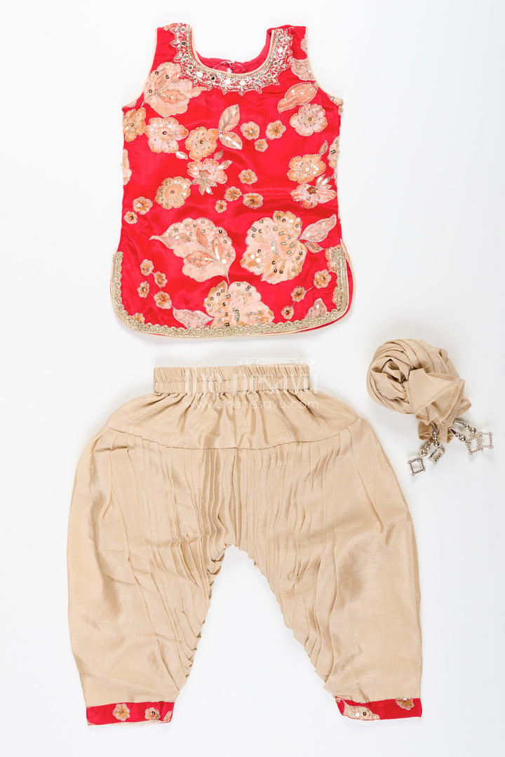 Designer dhoti set with embroidered kurta – ethnic wear for little girls