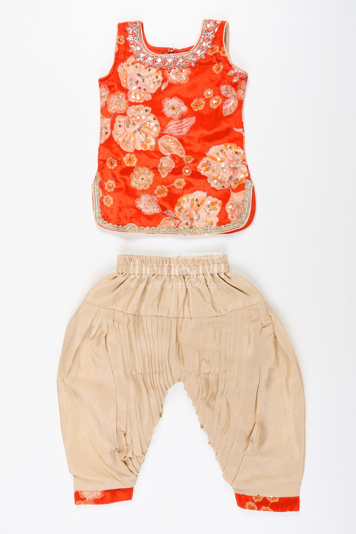 Ethnic dhoti set with floral embroidered kurta – traditional wear for girls