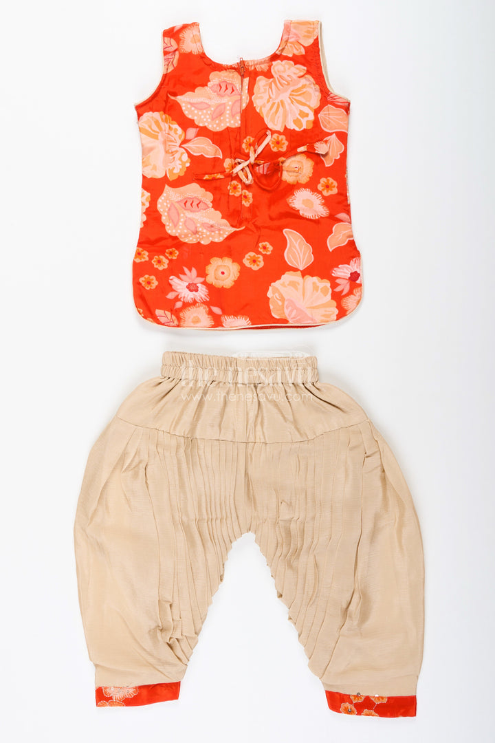 Ethnic dhoti set with floral embroidered kurta – traditional wear for girls