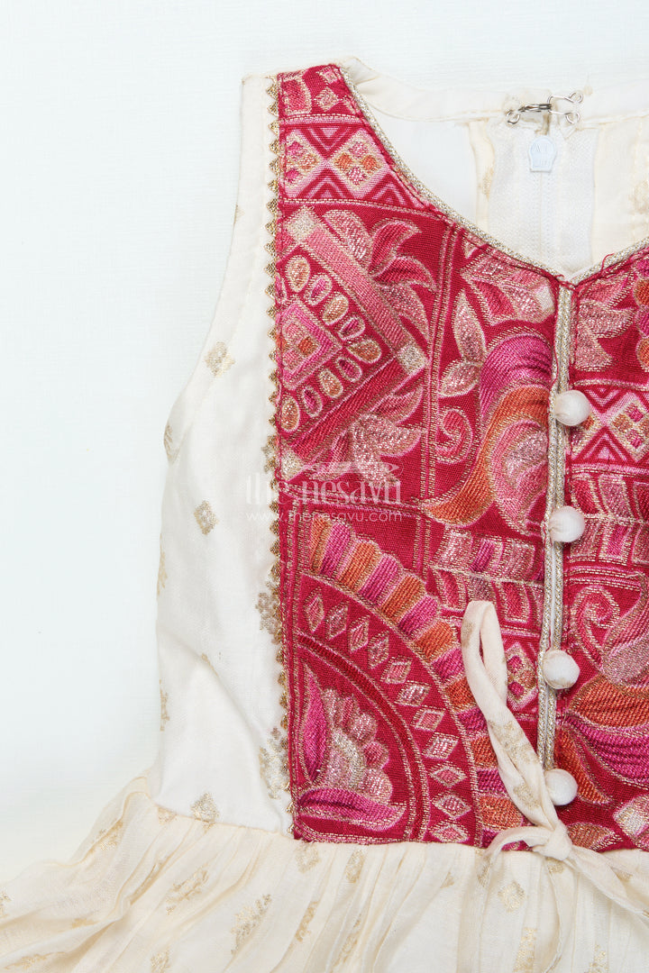 Girls Sharara Set with Gold Kadi Print Elegant Festive Outfit for Weddings and Rituals