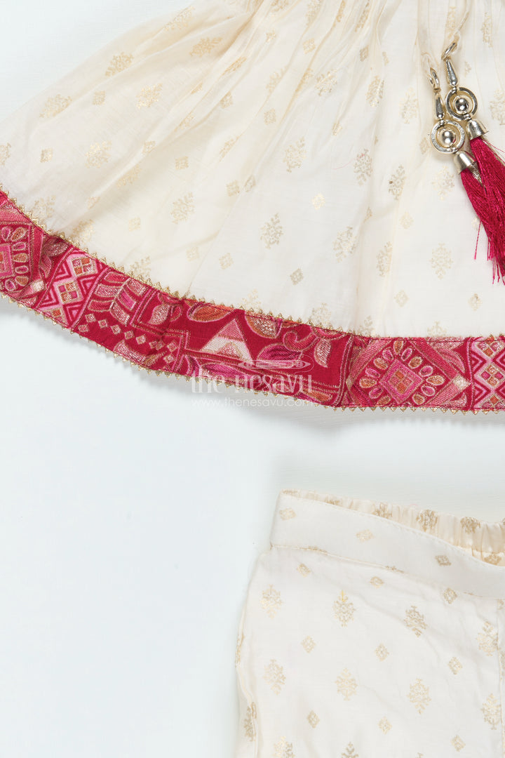 Girls Sharara Set with Gold Kadi Print Elegant Festive Outfit for Weddings and Rituals