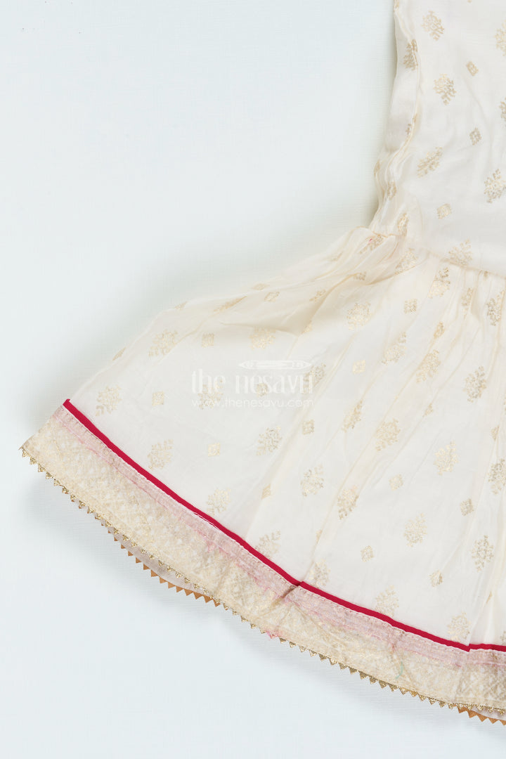 Girls Sharara Set with Gold Kadi Print Elegant Festive Outfit for Weddings and Rituals