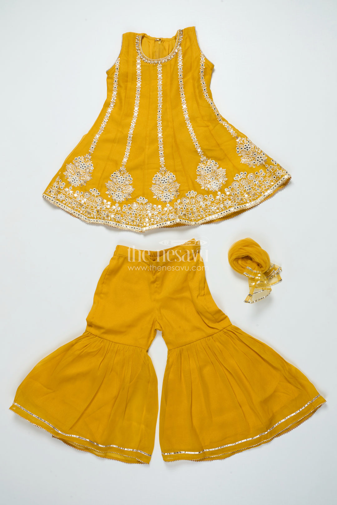 Embroidered Girls Sharara Set with Dupatta Perfect for Wedding and Festive Celebrations