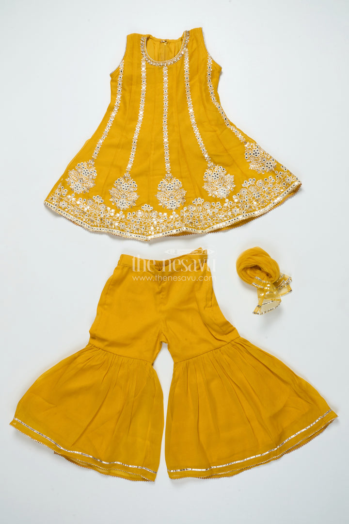 Embroidered Girls Sharara Set with Dupatta Perfect for Wedding and Festive Celebrations