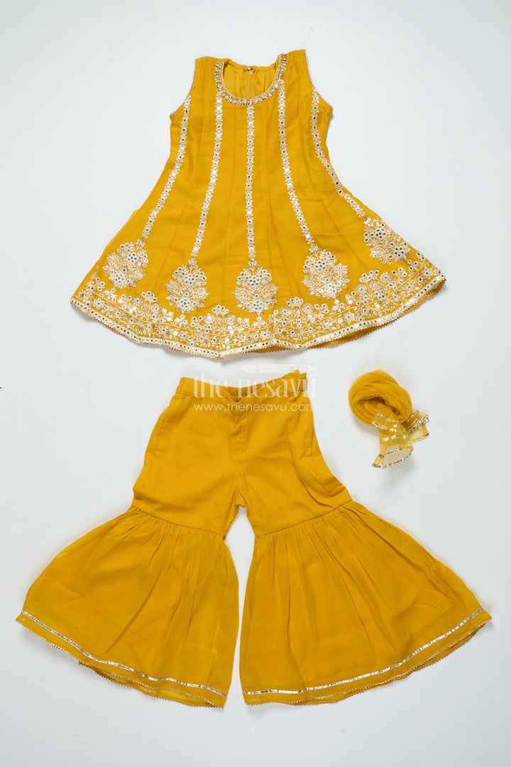 Embroidered Girls Sharara Set with Dupatta Perfect for Wedding and Festive Celebrations