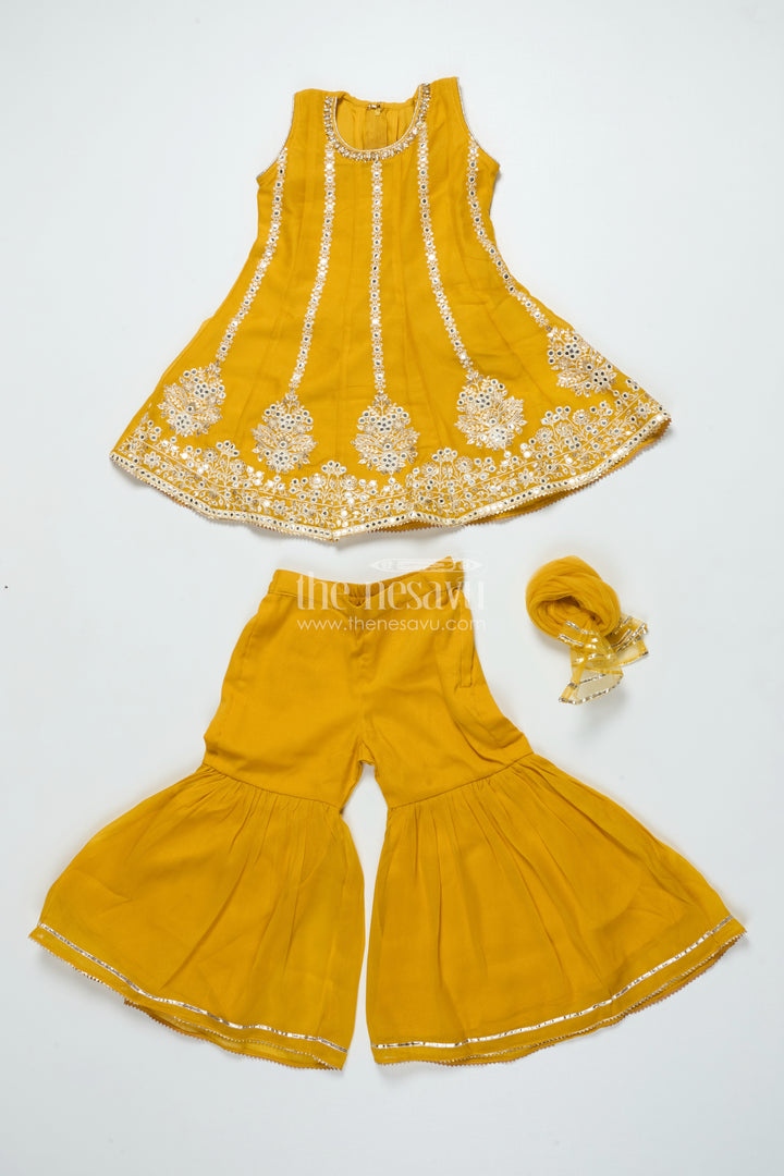 Embroidered Girls Sharara Set with Dupatta Perfect for Wedding and Festive Celebrations