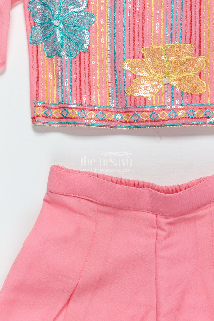 Sequinned Georgette Sharara Set for Girls with Dupatta Perfect for Weddings and Cultural Events