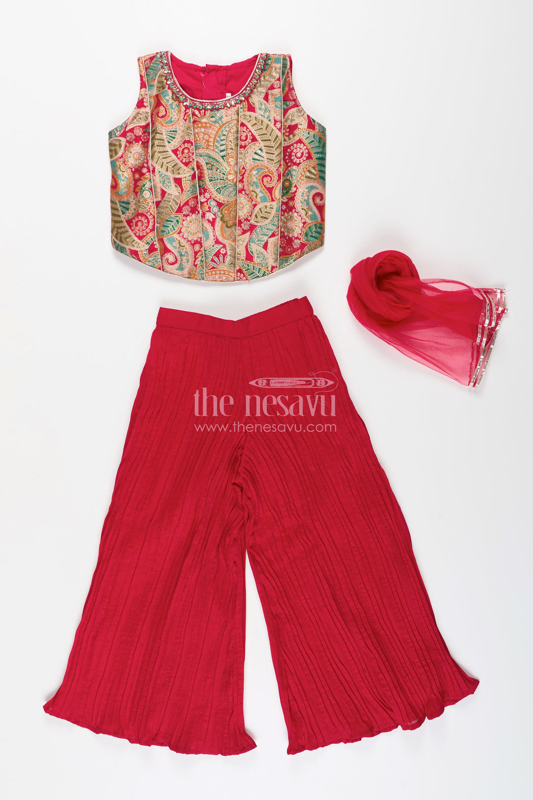 Girls sharara set with embroidered yoke for festive and ethnic functions