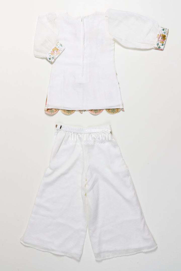 Girls Embroidered Organza Casual Set for Festivals and Poojas