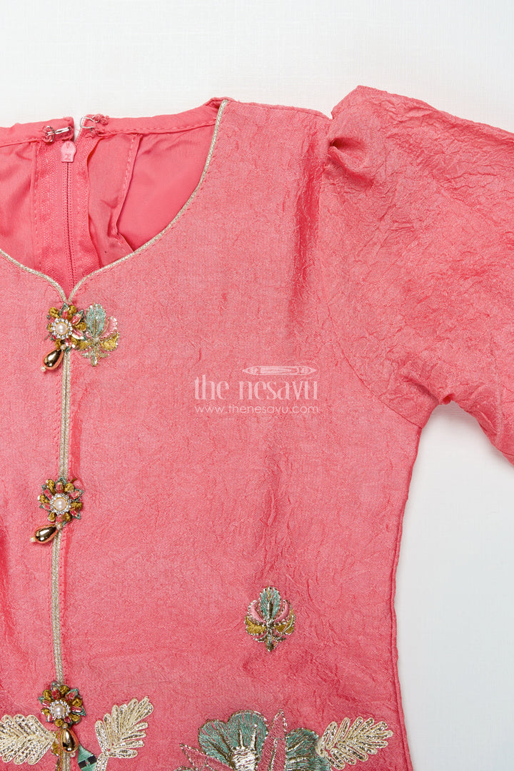 Girls Sharara Set with Embroidered Organza Yoke for Festive Events