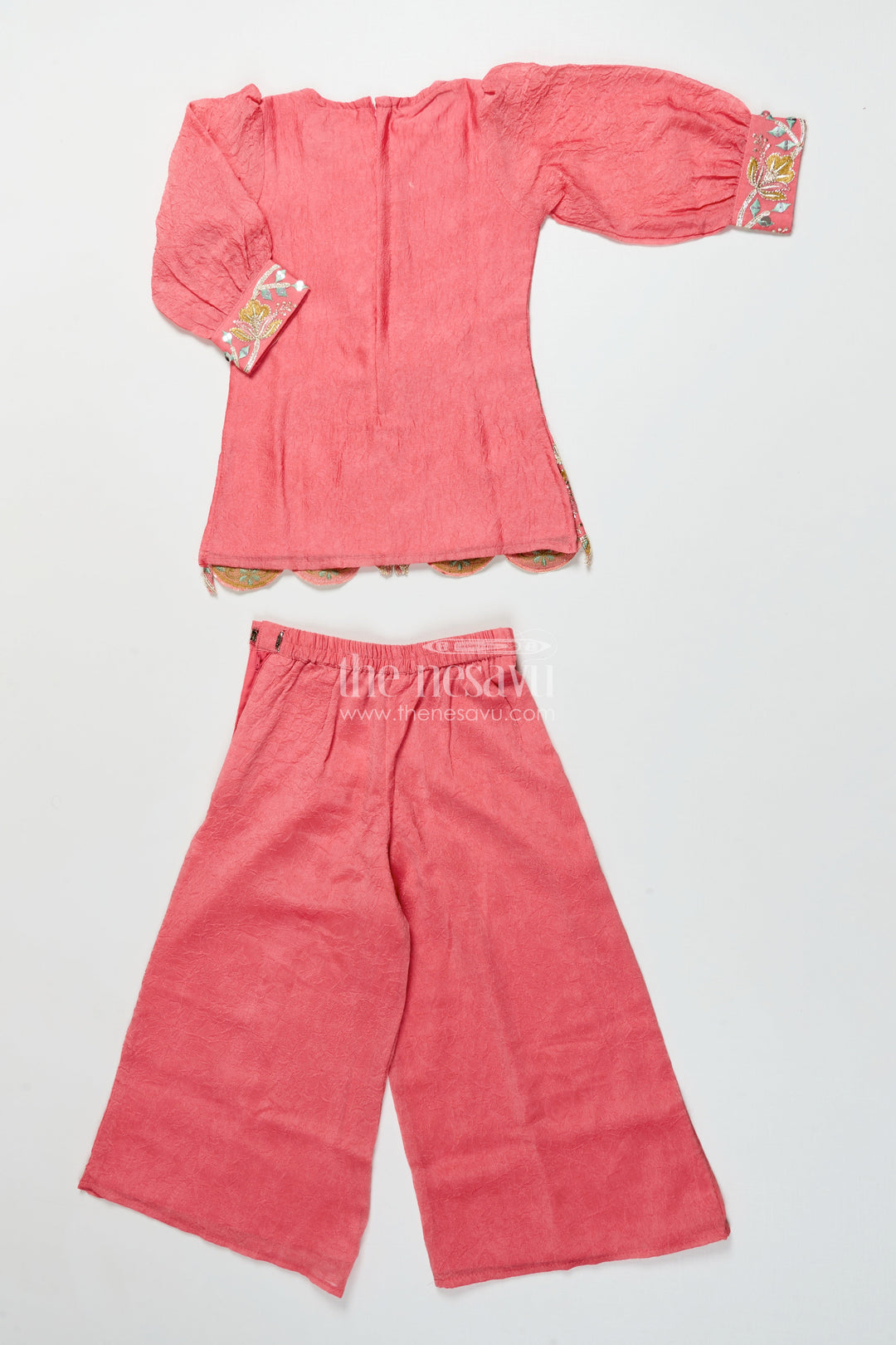 Girls Sharara Set with Embroidered Organza Yoke for Festive Events