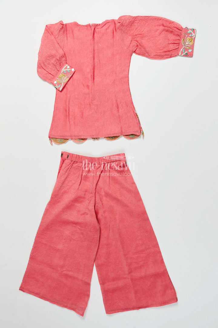 Girls Sharara Set with Embroidered Organza Yoke for Festive Events