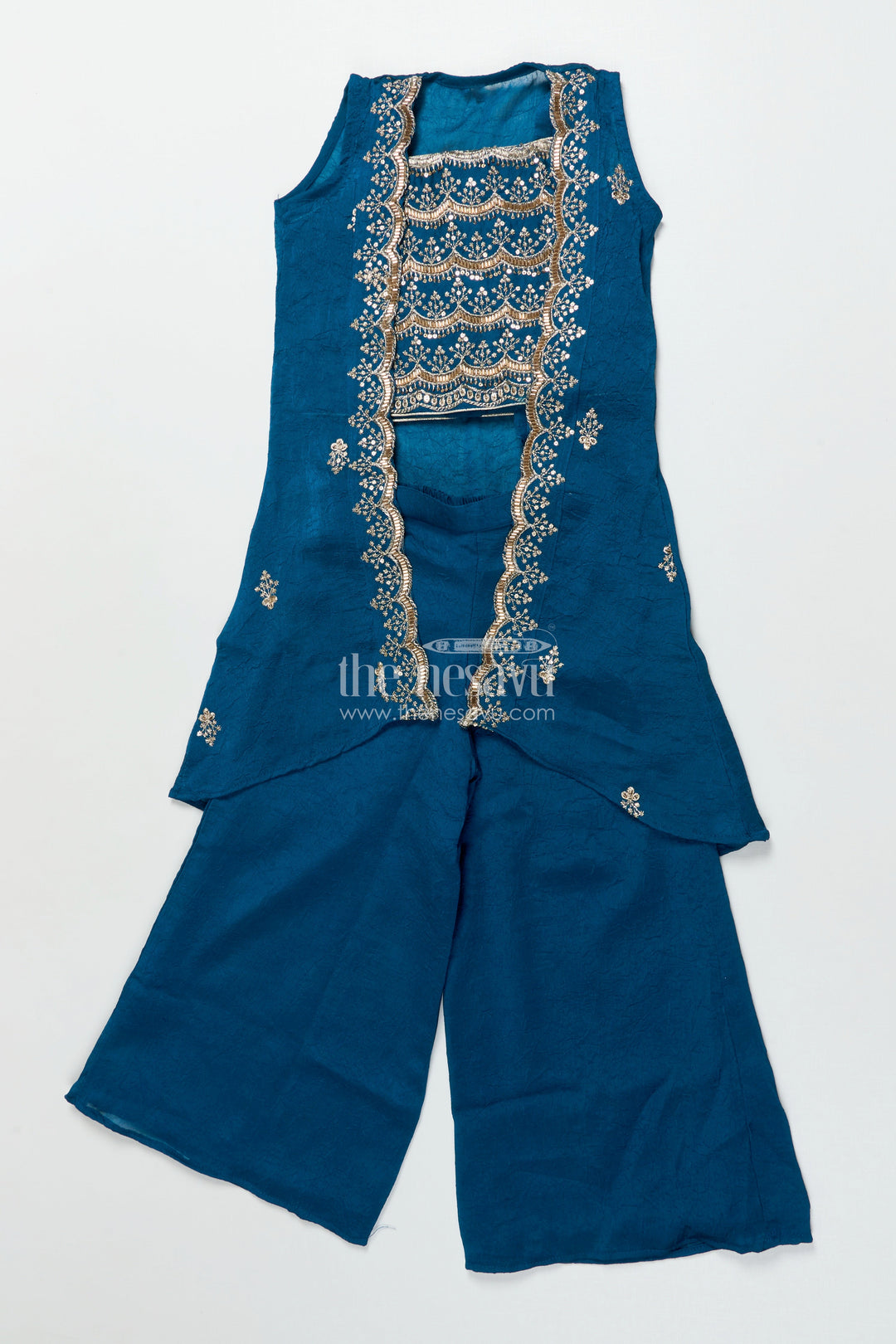 Girls Sharara and Shrug Set with Embroidery for Festive Family Functions