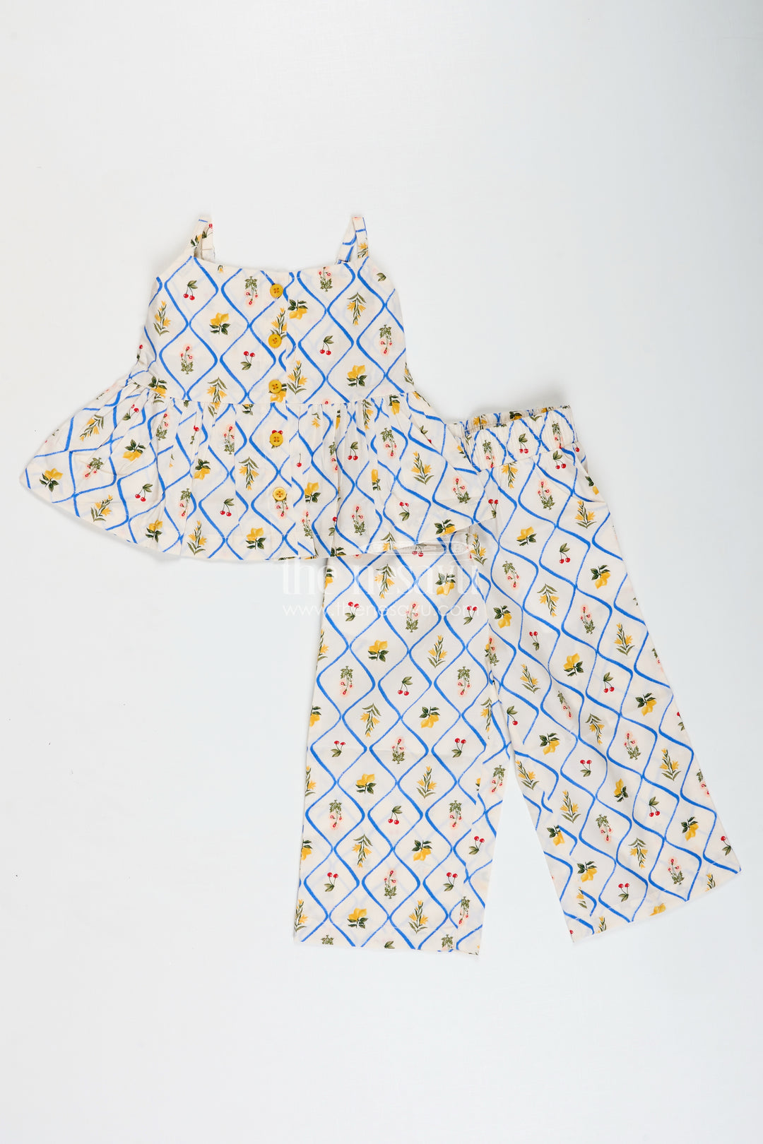 Shoulder Cutout Floral CoOrd Set For Baby Girls
