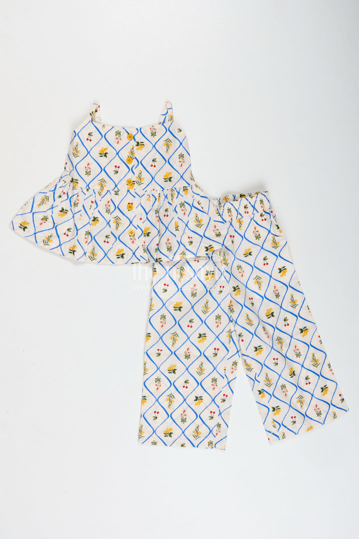 Shoulder Cutout Floral CoOrd Set For Baby Girls