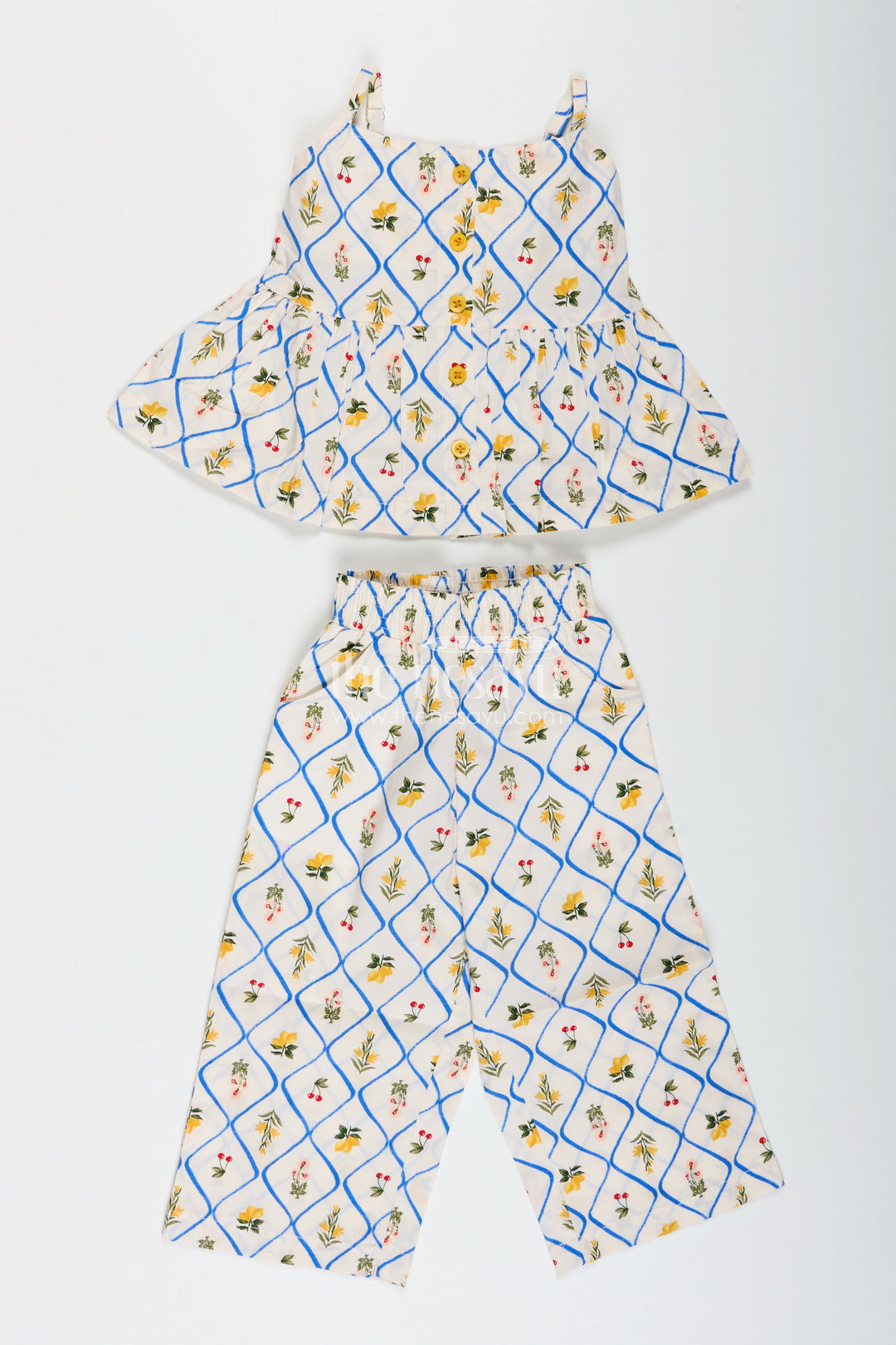 Shoulder Cutout Floral CoOrd Set For Baby Girls