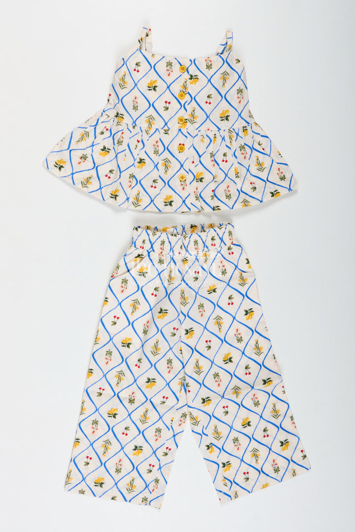 Shoulder Cutout Floral CoOrd Set For Baby Girls