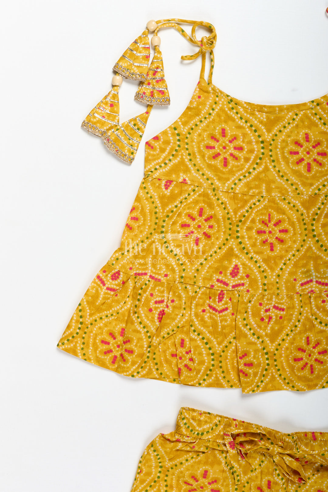 Girls ethnic sharara set with yellow floral prints for festivals