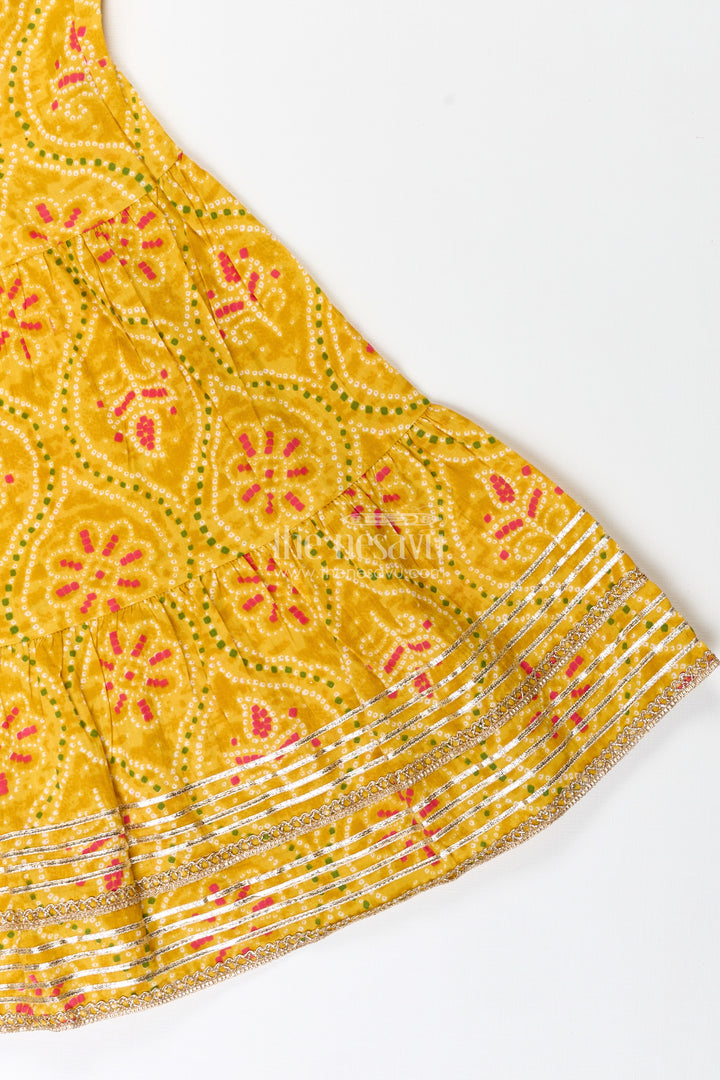 Girls ethnic sharara set with yellow floral prints for festivals