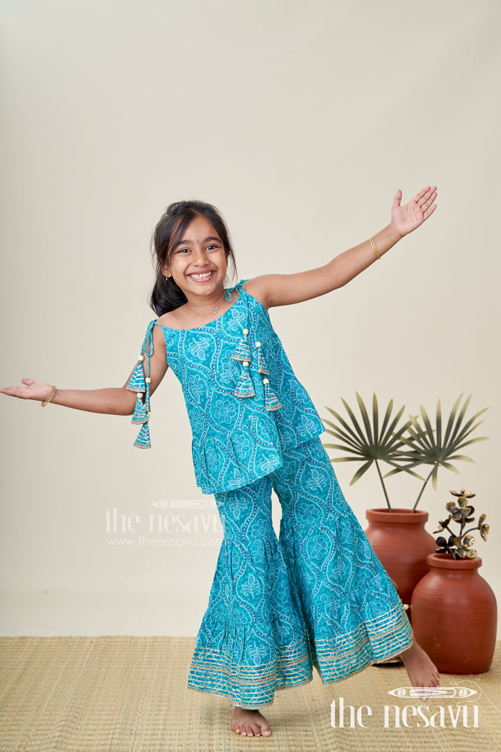 Girls Green Casual Cotton Sharara Set For Everyday Ethnic Comfort