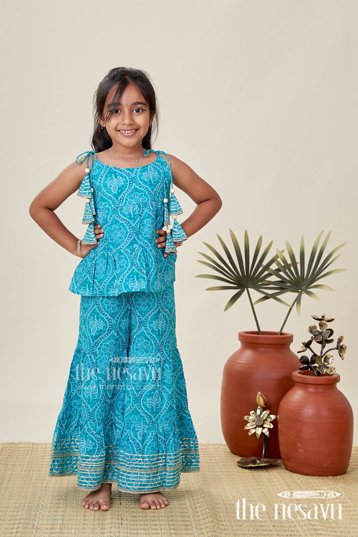 Girls Green Casual Cotton Sharara Set For Everyday Ethnic Comfort
