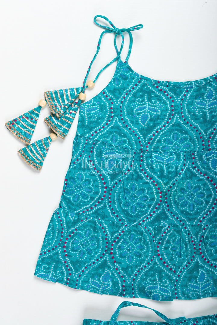 Girls Green Casual Cotton Sharara Set For Everyday Ethnic Comfort